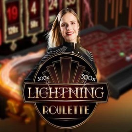 Lightning Roulette slot logo by Evolution at SpinoGambino Casino